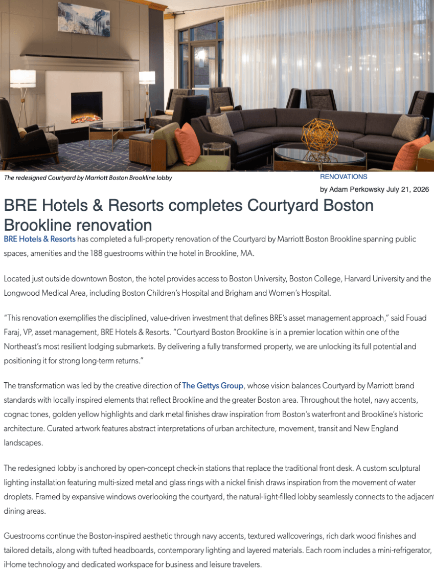 Courtyard Boston Brookline Renovation